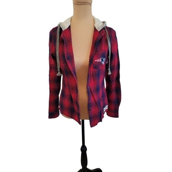 NFL Juniors Collection Medium Flannel Hoodie Patriots - Picture 1 of 7